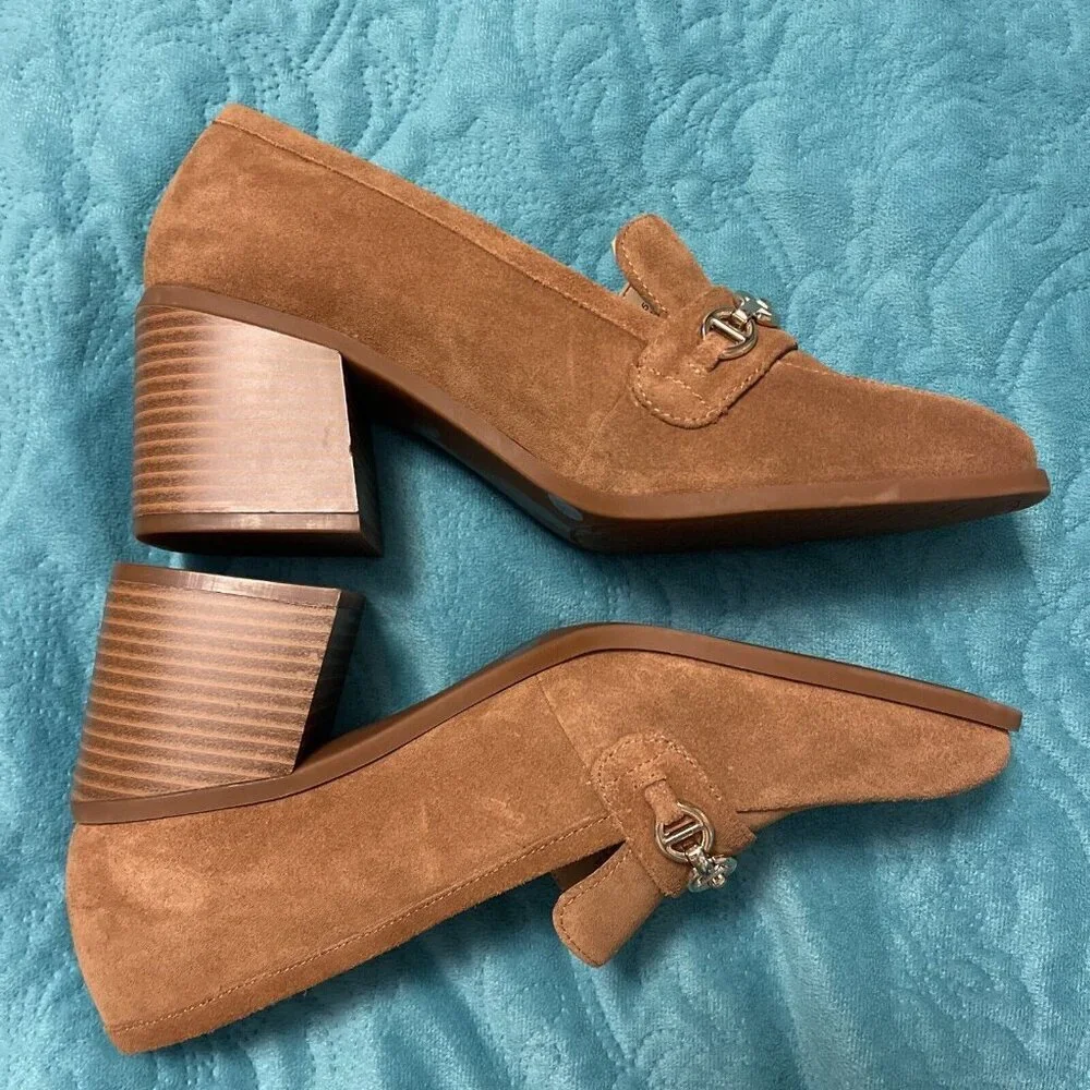 Alex Marie Women's Farin Loafer Pilgrim Heels , Shoes Brown Leather Suede Sz 8.5 - Picture 7 of 16